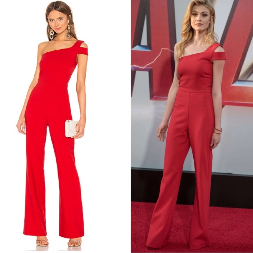 Likely Red One-Shoulder Wide-Leg Jumpsuit